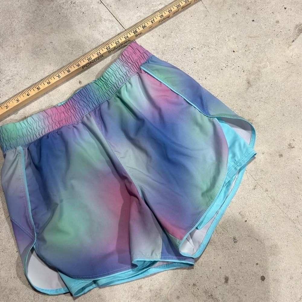 AVIA Tie Dye Athletic Running Shorts Girls LG 12-14 Blue Pink Green Active